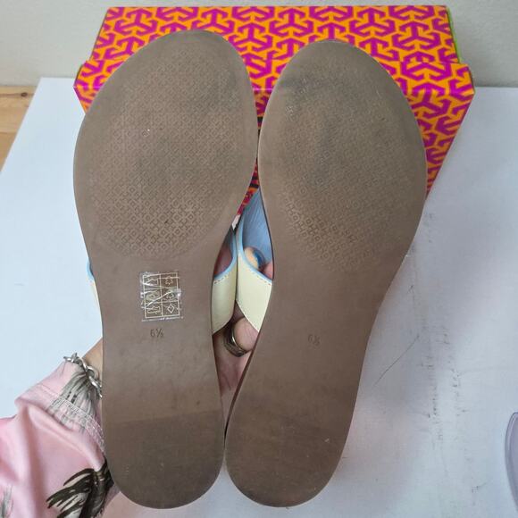 Tory Burch Jamie 6.5 Full Logo Thong Flip-flops Used few Times in Box. Classy - Picture 14 of 15